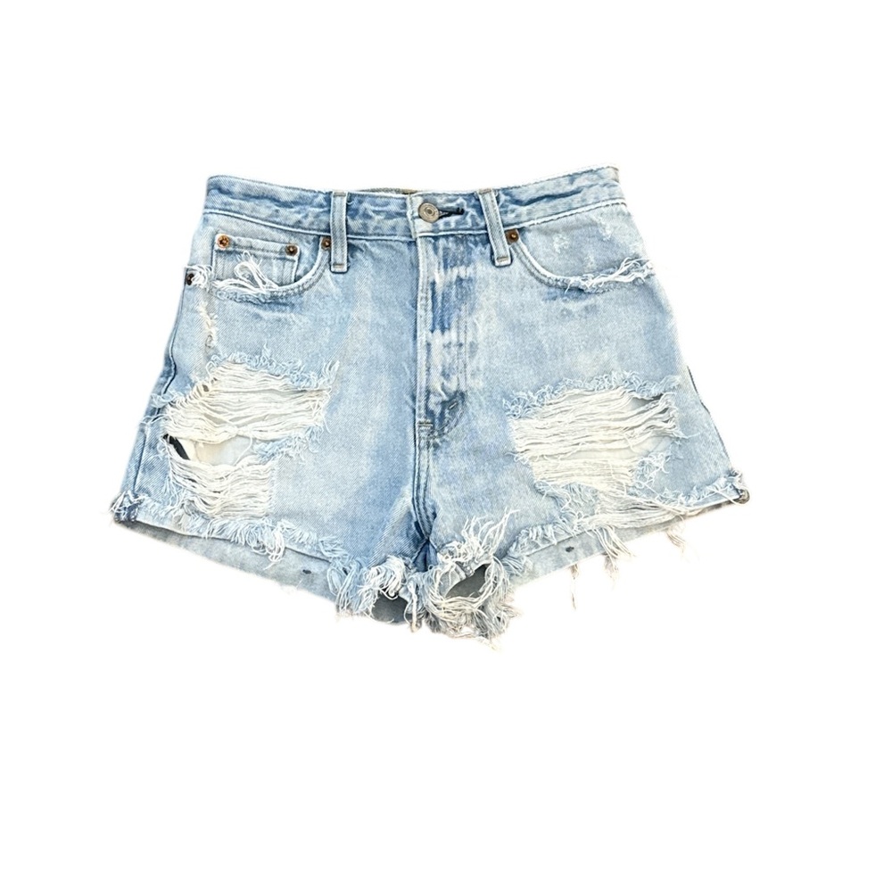 Abercrombie & Fitch Light Blue Distressed Jean Shorts